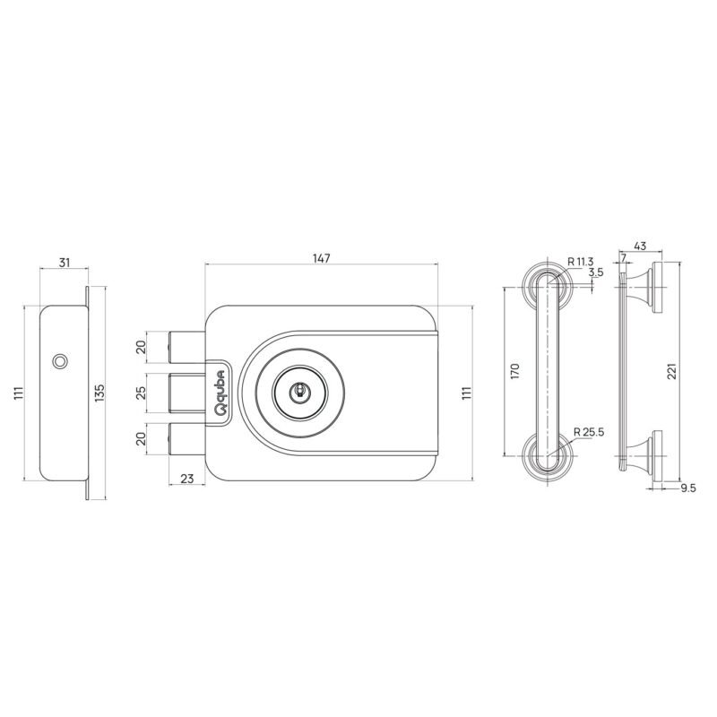 TRIDENT DEAD LOCK – BOTH SIDE KEY (PULL HANDLE COMBO) - Image 3