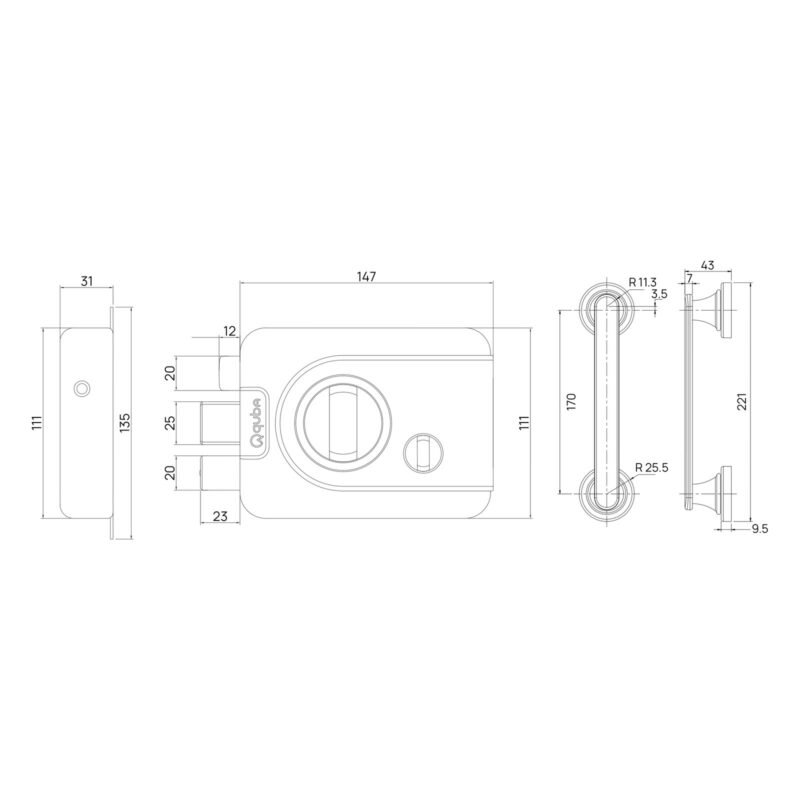 TRIDENT LOCK - 1 SIDE KEY / KNOB ( PULL HANDLE COMBO ) - Image 3
