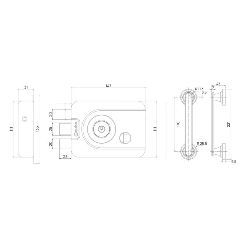 TRIDENT LOCK - BOTH SIDE KEY ( PULL HANDLE COMBO ) - Image 3