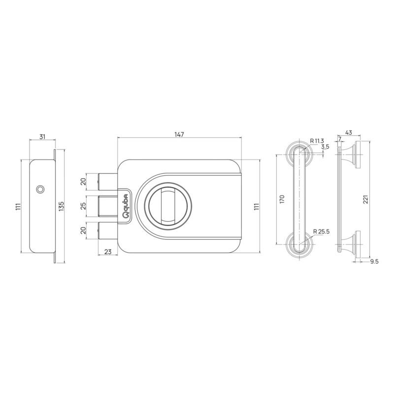TRIDENT DEAD LOCK - BOTH SIDE KEY ( PULL HANDLE COMBO ) - Image 3